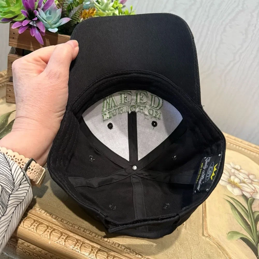 High On Weed California Adjustable Embroidered Cap Black Green Flames Unisex OS